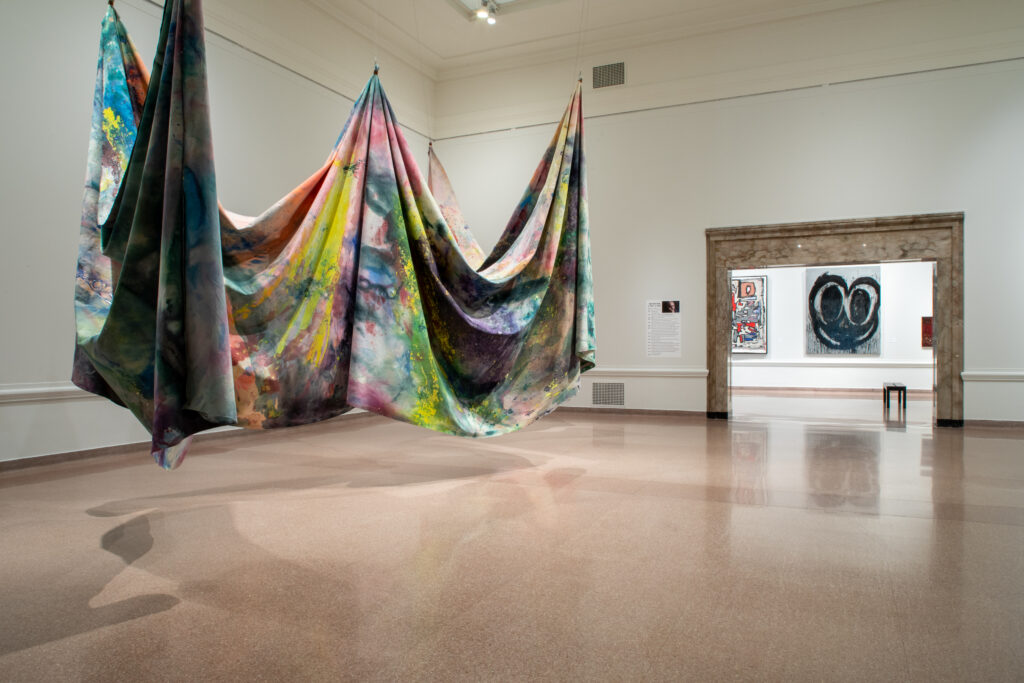 Image: Installation view of the exhibition Sam Gilliam (1933-2022) at the Speed Art Museum, courtesy of the museum. Image by Mindy Best.