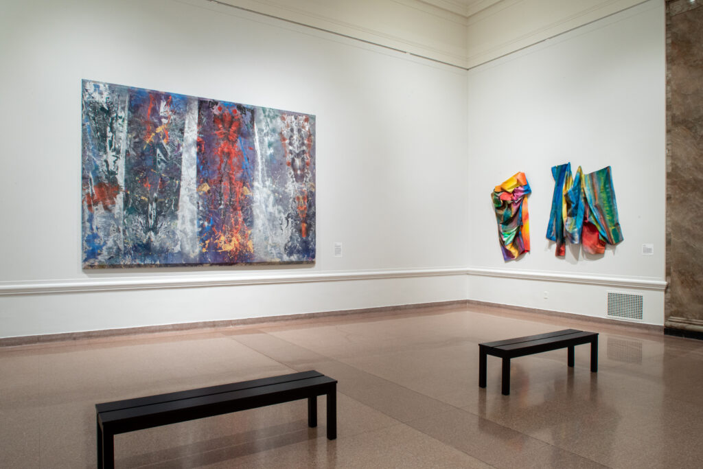 Image: Installation view of the exhibition Sam Gilliam (1933-2022) at the Speed Art Museum, courtesy of the museum. Image by Mindy Best.
