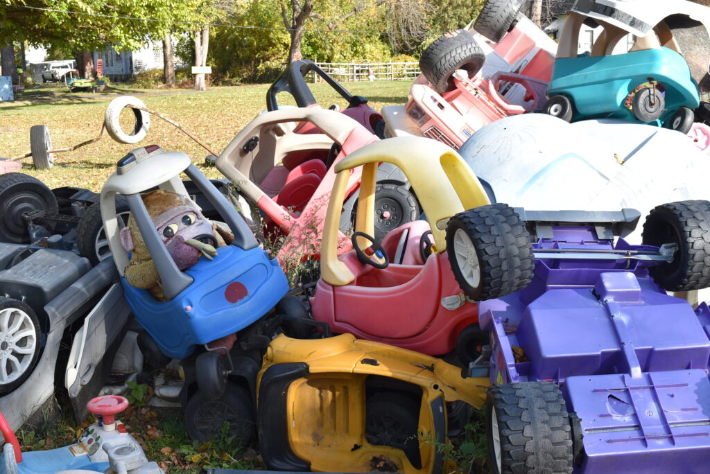 Image: An assemblage of children’s cars and stuffed animals at the Heidelberg Project. Photo courtesy of the author.