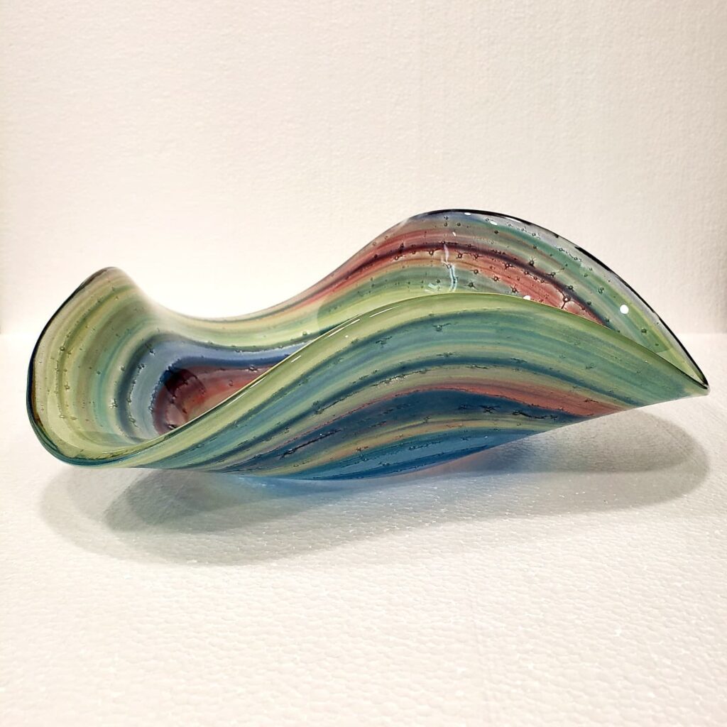 Image: Vellitri by Mark Lenn Johnson, which has his signature undulating shape. Some viewers interpret the shape as referring to aquatic landscapes and animals. Photo courtesy of the artist.